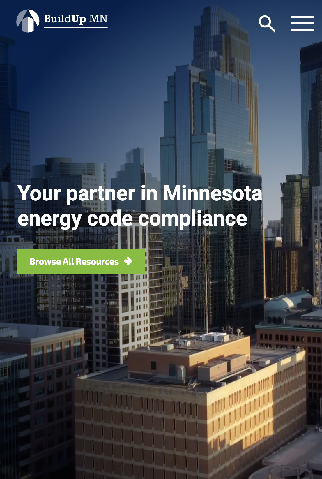 Mobile version of BuildUp MN Site